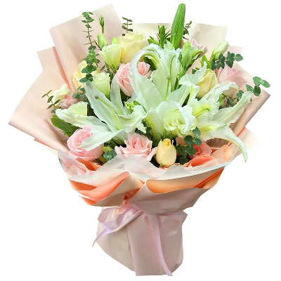 江门10朵玫瑰百合混搭，爱是难忘时刻