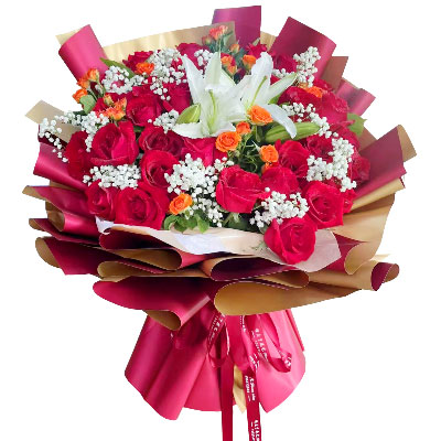 江门33朵红玫瑰百合，爱如同花般绽放